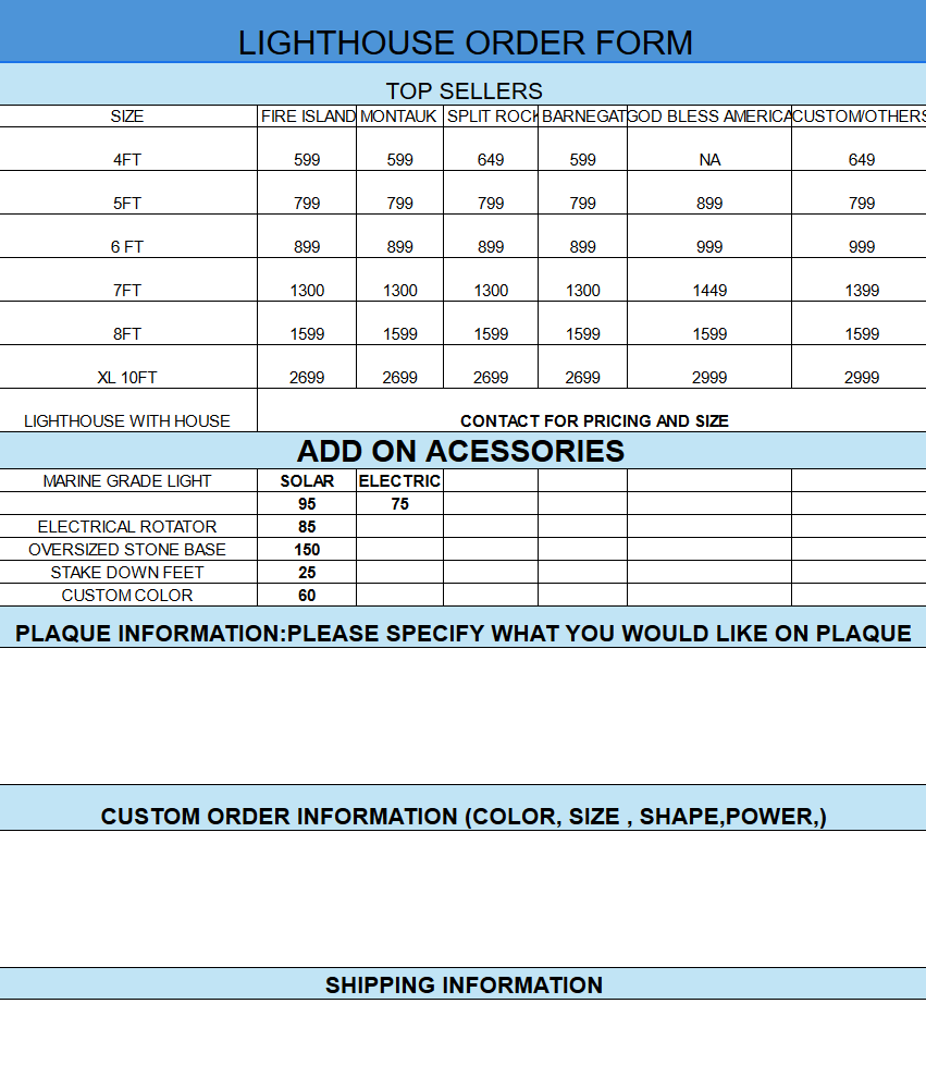 Baycreek order form
