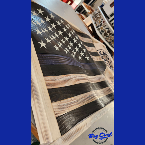 Wooden-American-Flag-With-Police-Emblem